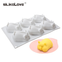 Diy Six Cavities 3d Animals Bunny Silikon Backform in Lebensmittelqualität für Schokoladekuchen Moussezubehör Kuchen Dekor