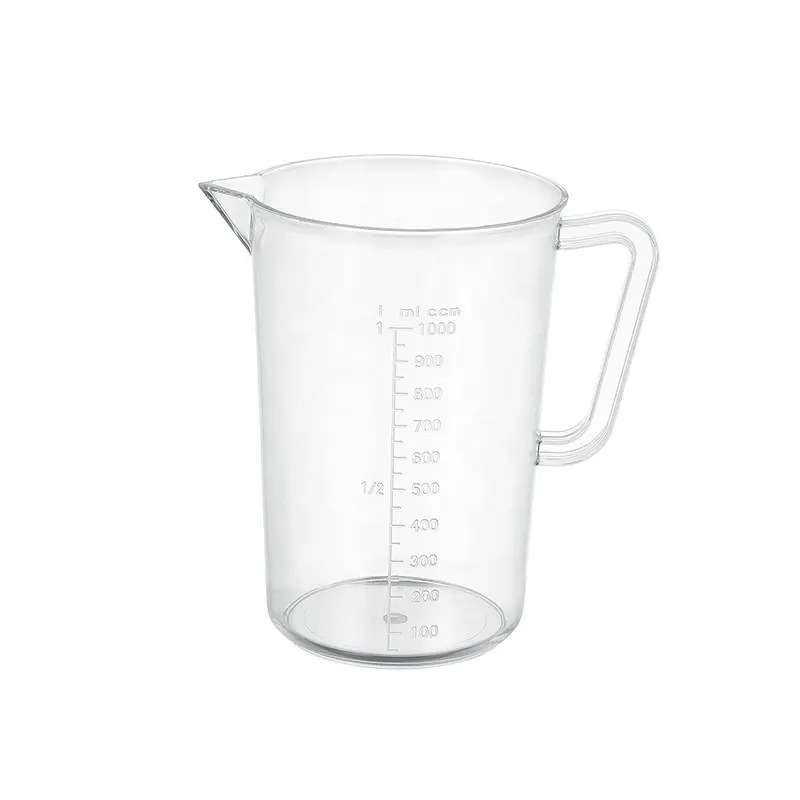 Tasses à mesurer en plastique de tasse de laboratoire de boulangerie de cuisine transparente en polycarbonate de 1000mL PC