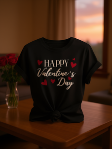 Vintage Valentine's Day T-Shirt For Women Short Sleeve Round Neck <b>Heart</b> <b>Print</b> Loose Fit Cotton Casual <b>Top</b> All Seasons - Product Image 2