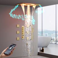 DULABRAHE 2024 NOUVEAU 24*16 pouces LED froid et chaud affichage numérique brosse or robinet de douche mural avec musique ensemble de douche