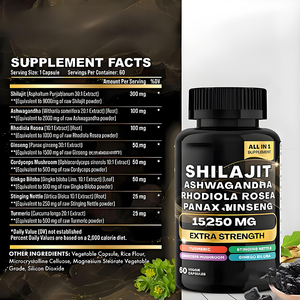 Les capsules de complément alimentaire à base de Shilajit <span class=keywords><strong>8</strong></span>-en-1 les plus vendues, 2 capsules par jour, durée de conservation de 36 mois pour soutenir le système immunitaire - Product Image 3