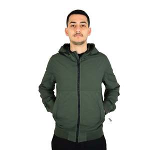 Veste pour homme UKE8000 verte à capuche avec fermeture éclair, vêtement d'extérieur léger - Product Image 1