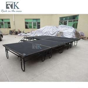 Scène pliante en acier RK 800 kg/m, 4x8 pieds, hauteur réglable avec roues, tapis noir pour événements hôteliers - Product Image 4