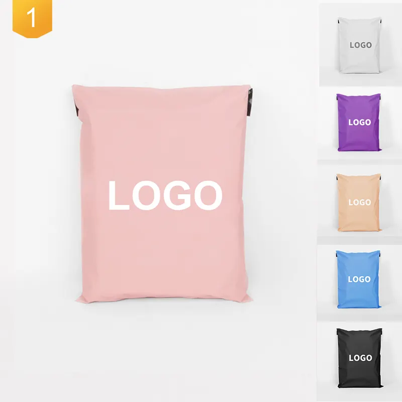 Logotipo personalizado Impressão Peach Pink Polymailer Express Mailing Bag Embalagem Biodegradável Envio Poly Mailer Sacos para Vestuário