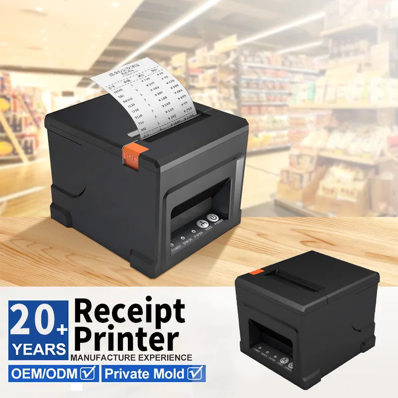 JSJ80 OEM 220Mm/S 80Mm Sistem Pos Pemotong Otomatis Desktop Mesin Cetak Label Bill Direct Line Thermal Sticker Printer Penerimaan