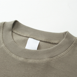 Heavyweight <strong>Sweatshirts</strong> Oversized Thermals High Quality Long Sleeve Custom logo <strong>Crewneck</strong> <strong>Mens</strong> Waffle Luxury T-shirt Manufacturer - Product Image 6