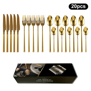 Chất lượng cao 304 thép không gỉ Dao Kéo Vàng Flatware gương dao muỗng nĩa bạc cho đám cưới - Product Image 5