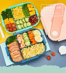 厂家直销批发双酚a免费塑料气密1.4L 5格学校饭盒晚餐便当成人食品容器
