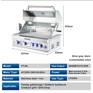 Factory Professional Outdoor <strong>BBQ</strong> Grill 5 Burners 304 Stainless Steel High Pressure Safety LPG NG <strong>Dual</strong> <strong>Fuel</strong> for Household Use - Product Image 2