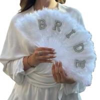 Éventail à main pour mariage, éventail pliant en plumes, fête de célibataire, décoration de mariage, cadeau