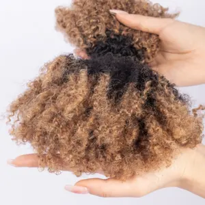 Pronto para enviar extensões de cabelo humano duplo desenhado afro encaracolado em massa 4B4C trança