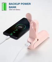Kipas lipat saku portabel urin hening 2000mAh Logo kustom senter USB pengisi daya Bank daya kipas lipat Mini