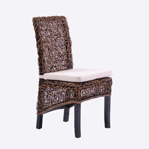 Modern Rattan Dining Chair Outdoor Garden Bistro Weaving Wicker Restaurant Wooden Armless Chairs With <b>Cushion</b> - Product Image 1