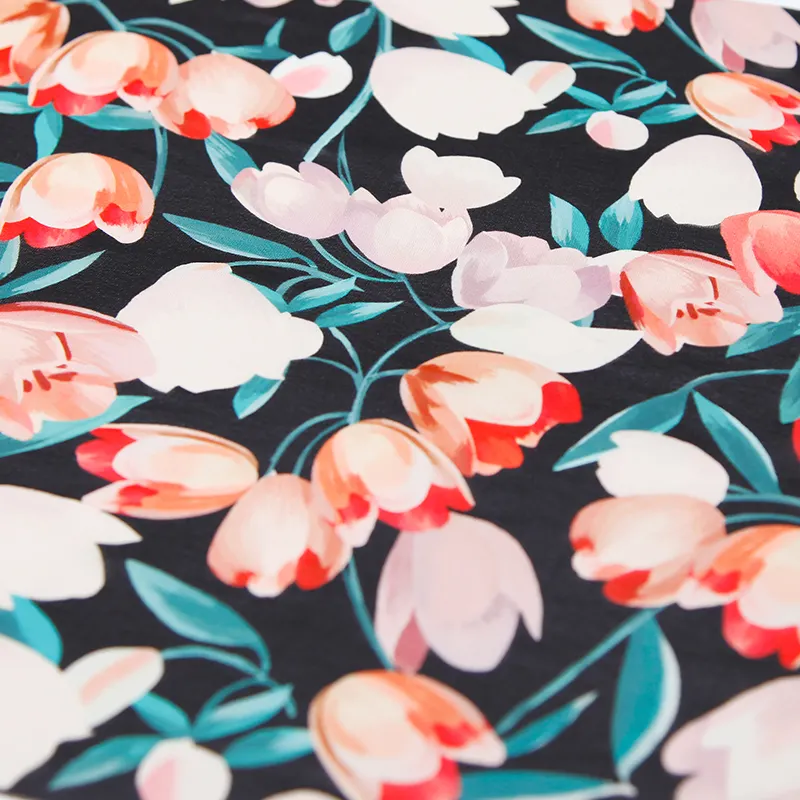 Support custom super soft lightweight silk viscose crepe printed fabric for spring summer dress