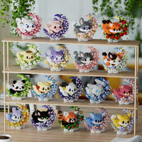 Ensemble de blocs de construction compatibles Cartoon Moon Panda K Meow Big Ear Dog - Jouet DIY en plastique ABS pour les 14 ans et plus