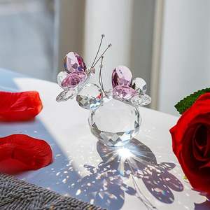 Adorno de Cristal con Forma de Mariposa Doble, Transparente, Rosa, Facetado, Decoración para el Hogar, Regalo para Sala de Estar o Estudio - Product Image 2