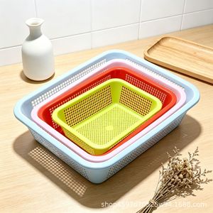 Panier rectangulaire en plastique pour le lavage, l'égouttage et le rangement des légumes et des fruits de cuisine, multi-tailles, usage domestique - Product Image 2