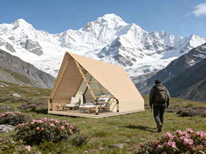 Tente de glamping écologique intelligente à énergie solaire à double couche pour les quatre saisons, conception modulaire, <span class=keywords><strong>camping</strong></span> familial, stations de villégiature, UV MeiSu - Product Image 1