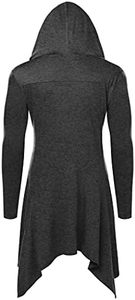 Abrigo ligero de capa frontal abierta con bolsillos Cárdigan largo con capucha Volantes Chal Collar Drapeado Diseño para disfraces de TV y películas - Product Image 2