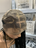Perruque tressée complète en dentelle LD009 avec cheveux de bébé, tresses sans nœuds, longue perruque tressée noire à 3 brins, 40 pouces en stock, tendance mode
