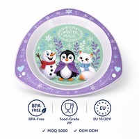 Ensemble d'assiettes à dîner en triangle imprimé en 3D sans BPA plat portable en plastique pour enfants prix d'usine en gros pour les repas des enfants