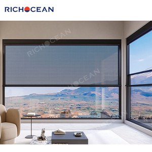 Fenêtres à guillotine en aluminium modernes RICHOCEAN, coupe-vent, <span class=keywords><strong>double</strong></span> <span class=keywords><strong>vitrage</strong></span> trempé, fenêtre à levage électrique pour villa - Product Image 2