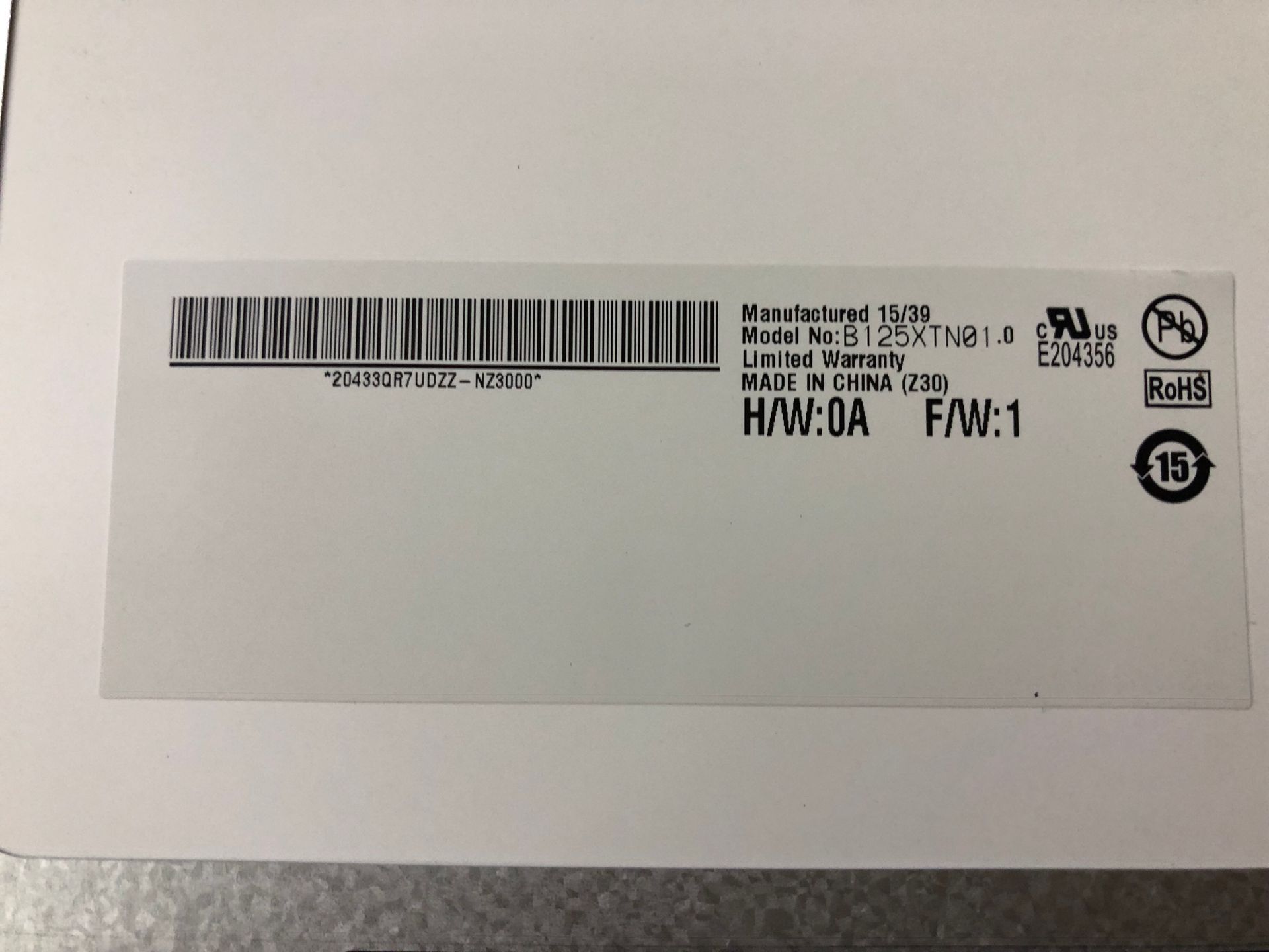 Dalle écran LED 12.5" Compatible Pour Lenovo - Résolution 1366x768 WXGA, Connecteur 40 Pins