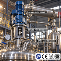 Réacteur Industriel en Acier Inoxydable à Double Enveloppe avec Agitateur et Système de Chauffage/Refroidissement pour le Traitement Chimique