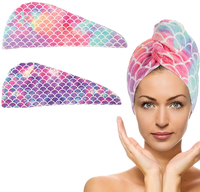 Serviette de séchage des cheveux en microfibre à vente chaude, super absorbante, séchage rapide, serviette de cheveux enveloppante, style tendance, serviette de cheveux sirène, chapeau de cheveux