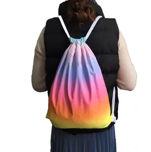 Promotional Waterproof Color Sports Custom Logo Gym Training Outdoor Running Backpack Drawstring Bag For Adult