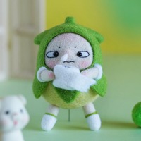 Kit de Broderie DIY en Feutre de Laine avec Aiguille à Broder - Motifs Dessins Animés et Plantes, Taille Personnalisable, Haute Qualité