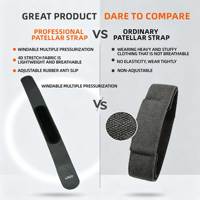 Sangle de compression rotulienne réglable professionnelle, support de genou enveloppant respirant pour la course, la corde à sauter et le tennis