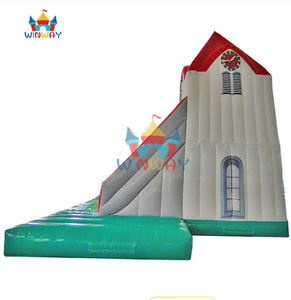 สไลเดอร์น้ำเป่าลมรูปโบสถ์พร้อมบ้านเด้งดึ๋งสำหรับเด็ก โครงสร้างสำหรับเล่นปาร์ตี้กลางแจ้ง - Product Image 3