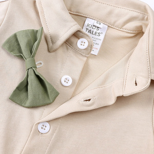 <span class=keywords><strong>Ensemble</strong></span> deux pièces d'été 2023 pour bébé garçon : Nouveauté en coton, chemise à manches courtes et salopette - Product Image 4