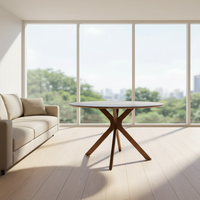 Table à manger ronde en bois massif DISHI, design minimaliste et luxueux, meubles durables pour la maison, pour usage hôtelier