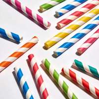Pailles en papier colorées imprimées, jetables, pour fêtes, de haute qualité, pour sodas, jus, café, gobelets en plastique ou en papier