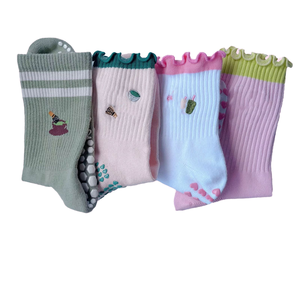 Crew Knitted Grip Sports <b>Socks</b> Taiwan Made High Elastic Breathable Comfortable Fitness <b>Socks</b> for Yoga and Pilates - Product Image 1