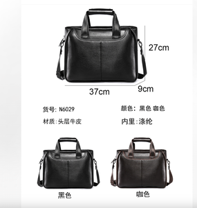 Sac à main pour ordinateur portable en cuir de vache véritable Andong pour hommes, sac de voyage d'affaires, sac à main de grande capacité, sac à bandoulière décontracté - Product Image 2