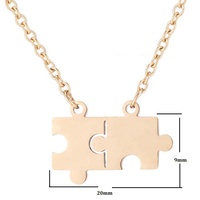 Collier pendentif puzzle classique en acier inoxydable plaqué or, en gros, pour la sensibilisation à l'autisme, cadeau
