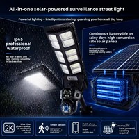 Lampe de rue solaire LED IP65 en ABS, étanche, avec alarme sans fil pour téléphone portable et moniteur HD (objectif fixe et variateur)