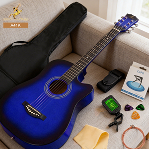 Kit <span class=keywords><strong>Chitarra</strong></span> Acustica all'Ingrosso con Accessori, <span class=keywords><strong>Chitarra</strong></span> per Principianti da 41 Pollici a Prezzo Economico, Corpo in Tiglio, <span class=keywords><strong>Chitarra</strong></span> per Studenti in Vendita - Product Image 1