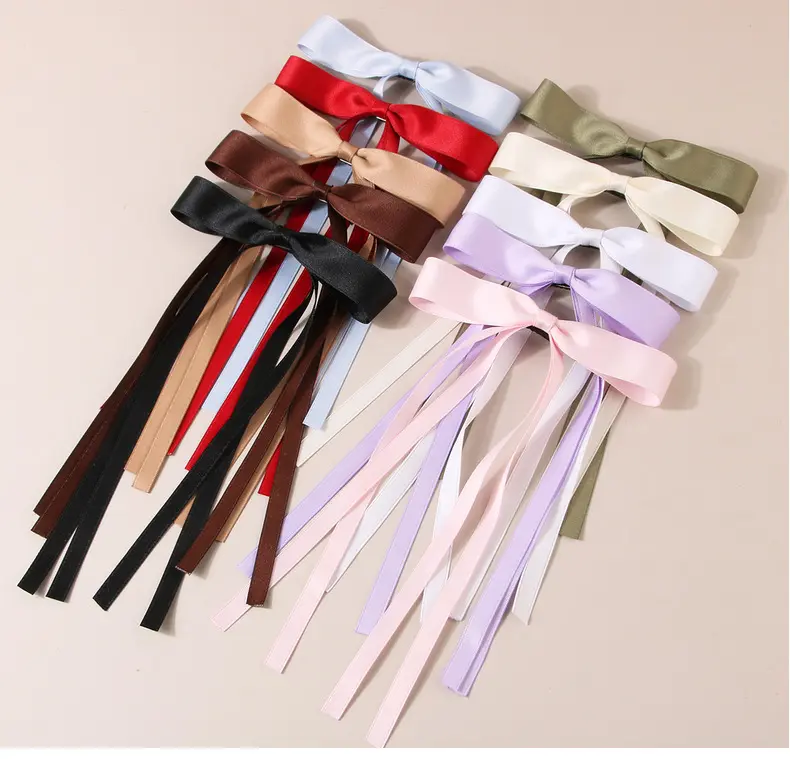 Sayoung, accesorios para el cabello de estilo coreano, pasadores de lazo largos de mariposa a la moda vintage, clips de primavera para mujeres y niñas
