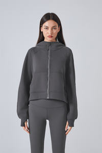 Sudadera con capucha de invierno de gran tamaño de manga larga con cremallera para mujer 2024, sudaderas deportivas transpirables para Yoga, ropa deportiva cómoda - Product Image 6