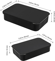 Boîtes en métal rectangulaires miniatures personnalisées avec couvercle coulissant finition noire mate/brillante, en matériaux recyclés, 60x90x30mm, pour parfum