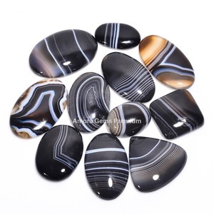 Agate naturelle à bandes en forme de mélange Cabochon pierre précieuse en vrac pour la fabrication de bijoux belle pierre polie à rayures idéale pour les bagues - Product Image 6