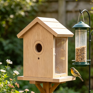 Casa para Pájaros de Madera con Parte Trasera Transparente, Ventosas y Diseño para Colgar, Caja de Anidación de Madera Creativa para Decoración de Jardín Exterior para Aves Silvestres - Product Image 2