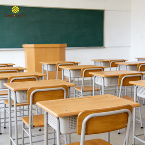 Set di Arredo Scolastico Personalizzato con Banco e Sedia Singoli per Adolescenti, Piano <span class=keywords><strong>in</strong></span> Legno con Portapenne per <span class=keywords><strong>Studenti</strong></span> - Product Image 1