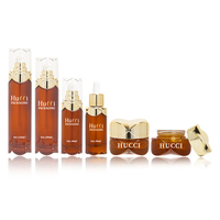 Ensemble d'emballages pour soins de la peau : flacon pompe pour lotion corporelle en verre ambré personnalisé de 120 ml, flacon compte-gouttes pour sérum de 30 ml, pot pour crème visage