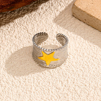 Fashion RingWomen Fashionable Five Pointed Star Titanium Steel Open Ring Non Fading Stainless Steel Finger Jewelry