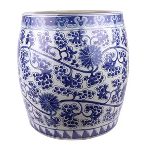 RZKY25 pot carré de fleurs bleues et blanches fait à la main chinoise, pot de jardinière en céramique pour étang à poissons